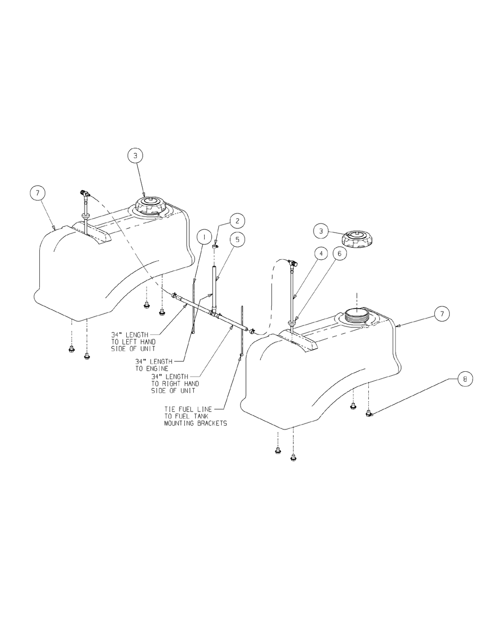 Fuel Tank Assembly Diagram and Parts List for S7237-KW 53AI8DU8050-37HP Cub Cadet Lawn Tractor